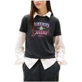 Tommy Hilfiger - Tommy Jeans Crest Flag - T-shirt - Zwart - Katoen