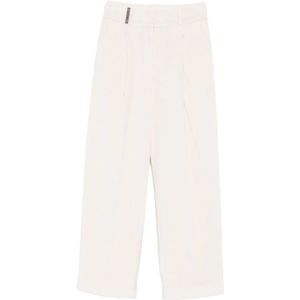 Peserico, Dames, Broeken, Wit, Maat: 2XS Katoen,