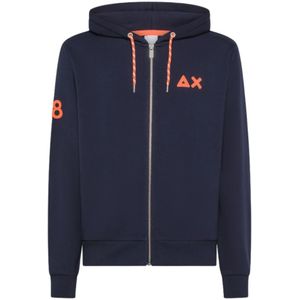 Sun68, Heren, Sweatshirts & Hoodies, Blauw, Maat: S Katoen,