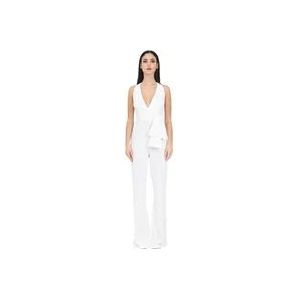 Pinko Mouwloze witte jumpsuit met open rug , White , Dames , Maat: 2XS