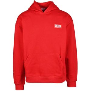 Diesel, Heren, Sweatshirts & Hoodies, Rood, Maat: M Katoen,