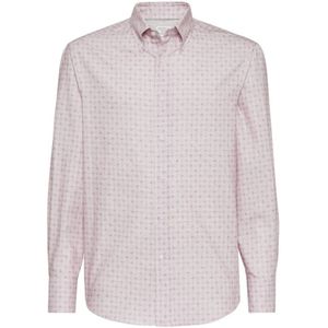 Brunello Cucinelli, Heren, Overhemden, Roze, Maat: XL Katoen,