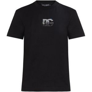 Dolce & Gabbana, Dames, Tops, Zwart, Maat: 2XS Katoen,