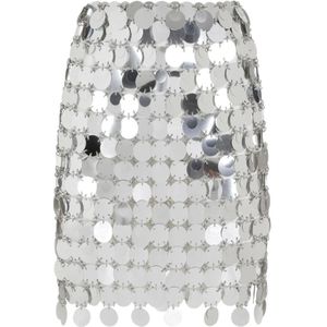 Rabanne, Dames, Rokken, Grijs, Maat: S Poliester,