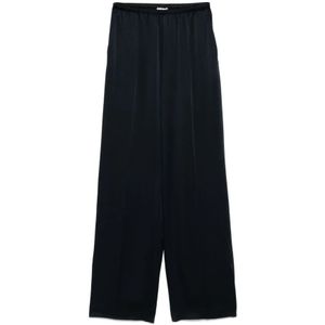 Forte Forte, Dames, Broeken, Blauw, Maat: S Satijn,
