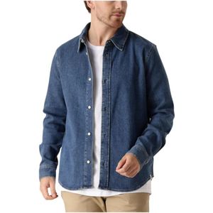 Calvin Klein, Heren, Overhemden, Blauw, Maat: XS Denim,