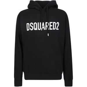 Dsquared2, Heren, Sweatshirts & Hoodies, Zwart, Maat: S Katoen,