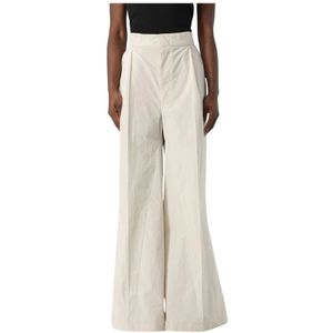 Maison Margiela, Dames, Broeken, Beige, Maat: 2XS Zijde,