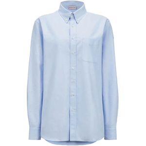 Moncler, Dames, Blouses & Shirts, Blauw, Maat: XS Katoen,