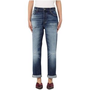 Dondup - Cropped Jeans - Blauw - Dames - Met Distressed Details