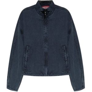 Diesel - G-Leam-R1 - Leren Jas - Blauw - Lichtgewicht Nylon