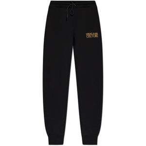 Versace Jeans Couture - Trainingsbroeken - Zwart - Dames - Katoen met Geborduurd Logo