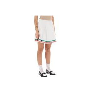 Casablanca Geplooide zijden tennis mini rok met gestreepte afwerking , White , Dames , Maat: XS