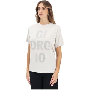 Armani Exchange - T-shirt - Beige - Katoen - Dames - Met 'Giorgio' Print