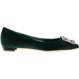 Manolo Blahnik, Dames, Schoenen, Groen, Maat: 38 EU Velours,