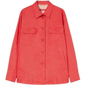 Marina Rinaldi, Dames, Blouses & Shirts, Rood, Maat: 2XL Linnen,