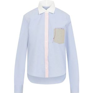 Marni, Dames, Blouses & Shirts, Blauw, Maat: XS Katoen,