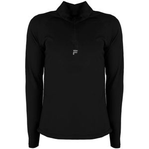 Fila - Heren Aansluitend Polo Shirt - Zwart - Polyester - Met Rits en Verstelbare Koordjes