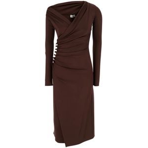 Elisabetta Franchi, Dames, Jurken, Bruin, Maat: M Viscose,