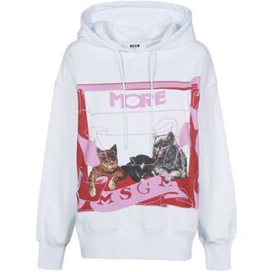 Msgm, Dames, Sweatshirts & Hoodies, Wit, Maat: L Katoen,