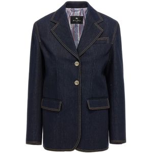 Etro, Dames, Jassen, Blauw, Maat: 2XS Denim,