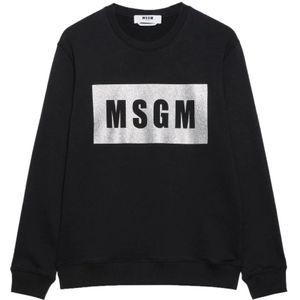 Msgm, Dames, Sweatshirts & Hoodies, Zwart, Maat: M Katoen,