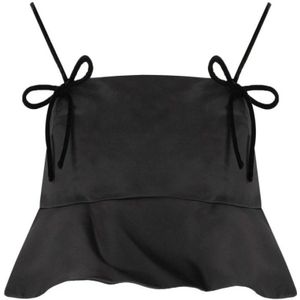 Ganni, Dames, Tops, Zwart, Maat: XS Satijn,