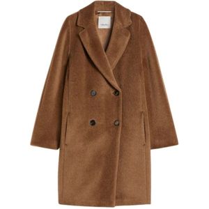Max Mara, Dames, Mantels, Bruin, Maat: S Wol,