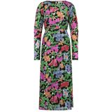 Fabienne Chapot - Varin Jurk - Veelkleurig - Viscose - Ronde Hals - Lange Pofmouwen