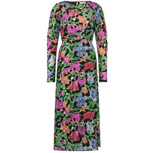 Fabienne Chapot - Varin Jurk - Veelkleurig - Viscose - Ronde Hals - Lange Pofmouwen