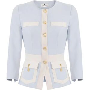 Elisabetta Franchi, Dames, Jassen, Blauw, Maat: S Leer,