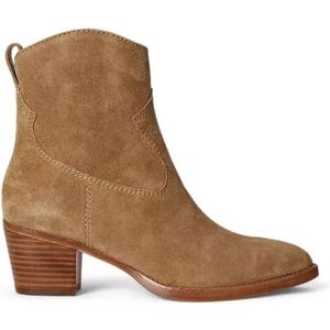 Ralph Lauren - Enkellaarsjes - Bruin - Leer - Hakhoogte 3 cm