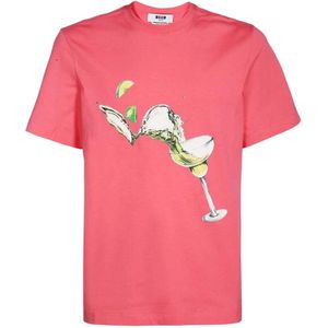 Msgm, Heren, Tops, Roze, Maat: XL Katoen,