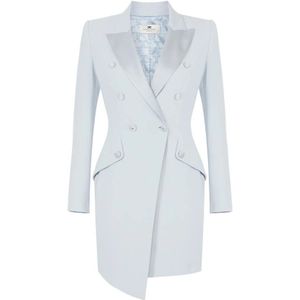 Elisabetta Franchi, Dames, Jurken, Blauw, Maat: XS Satijn,