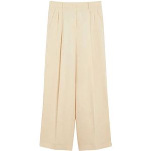 Max Mara, Dames, Broeken, Wit, Maat: S Linnen,