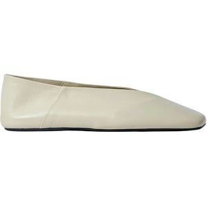 Jil Sander - Ballerina's - Beige - Leer - Platte Zool - Vierkante Neus