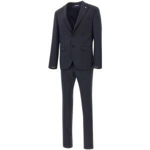 Manuel Ritz, Heren, Pakken, Blauw, Maat: L Tweed,