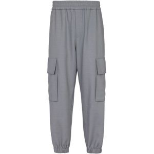 Balmain Dubbele crepe wol cargobroek , Gray , Heren , Maat: M