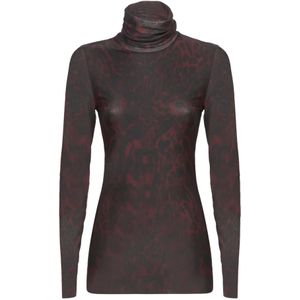 Ganni Bruine Dierenprint Mesh Top , Brown , Dames , Maat: M