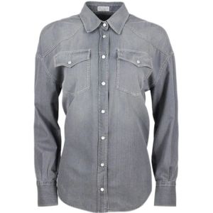 Brunello Cucinelli, Dames, Blouses & Shirts, Grijs, Maat: 2XS