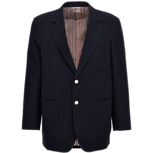 Thom Browne, Heren, Jassen, Blauw, Maat: S Wol,