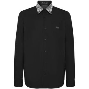 Philipp Plein, Heren, Overhemden, Zwart, Maat: S Katoen,