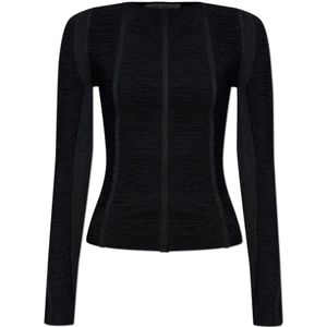 The Attico, Dames, Tops, Zwart, Maat: 3XS Leer,
