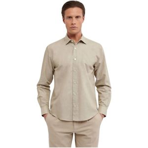 Xacus, Heren, Overhemden, Beige, Maat: M Linnen,