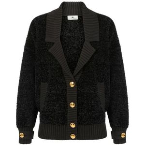 Elisabetta Franchi, Dames, Truien, Zwart, Maat: XS Katoen,