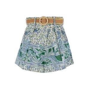 Zimmermann Bloemenprint Linnen Shorts met Riem , Multicolor , Dames , Maat: XS