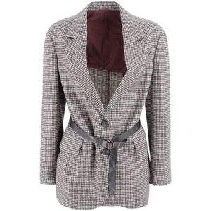 Brunello Cucinelli, Dames, Jassen, Bruin, Maat: 2XS Wol,