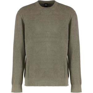 Hugo - P-Horso Sweater - Bruin - Heren - Lange Mouwen - Ribbreisel met Corduroy-effect