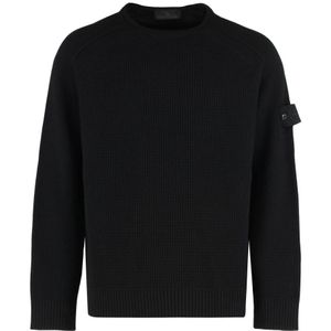 Stone Island, Heren, Truien, Zwart, Maat: 2XL Wol,