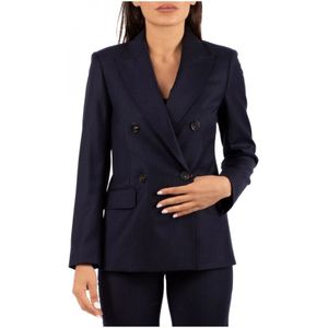 Max Mara Studio, Dames, Jassen, Blauw, Maat: XS Flanel,